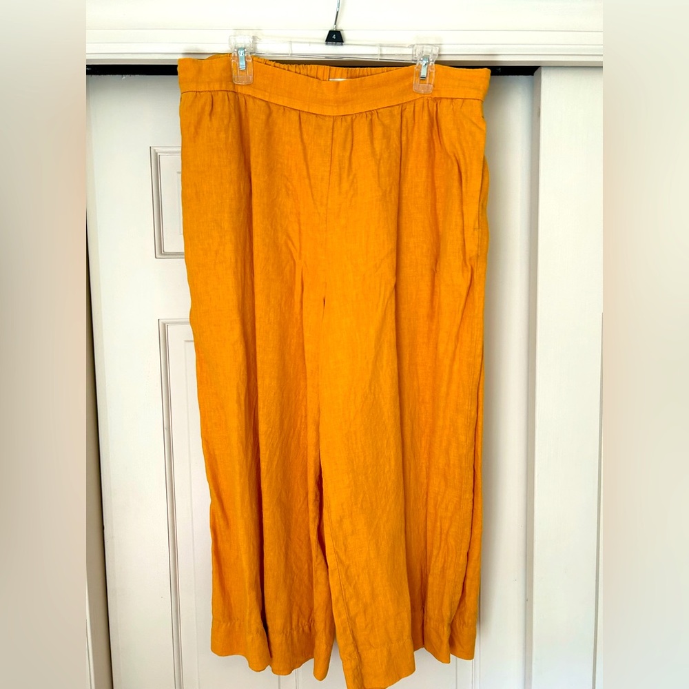 Vibrant Yellow Wide-Leg Linen Women’s Pants